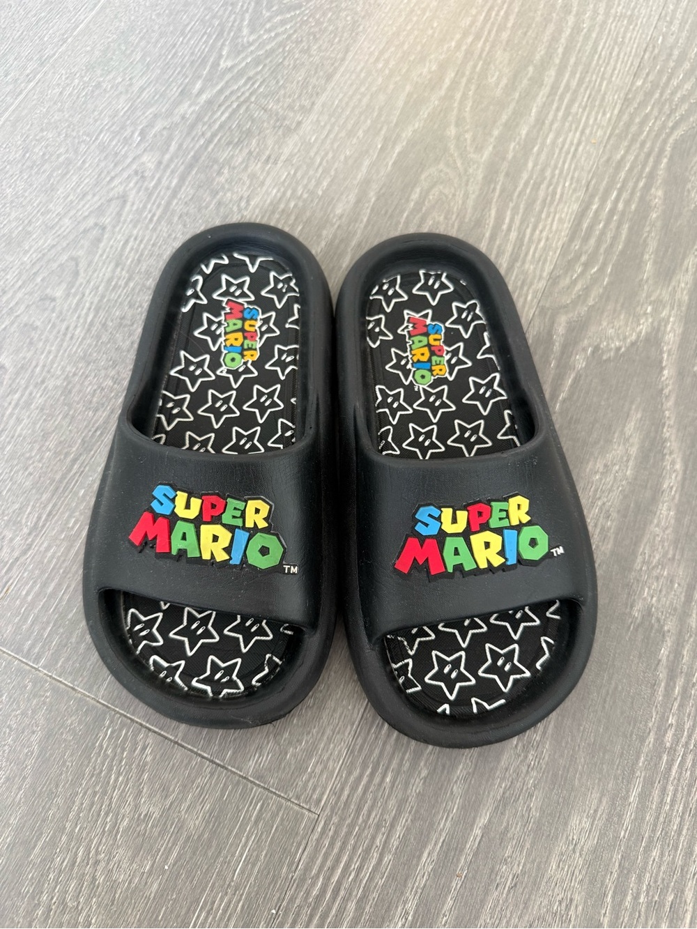 Nintendo Super Mario Black Slide Sandals